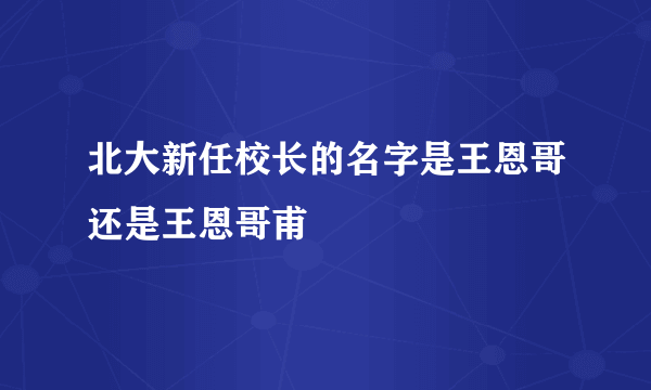 北大新任校长的名字是王恩哥还是王恩哥甫
