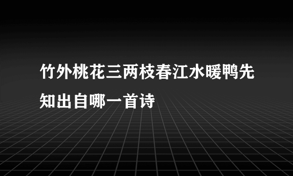 竹外桃花三两枝春江水暖鸭先知出自哪一首诗