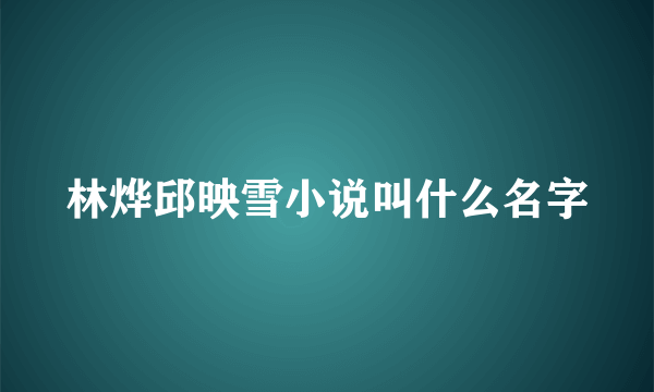 林烨邱映雪小说叫什么名字