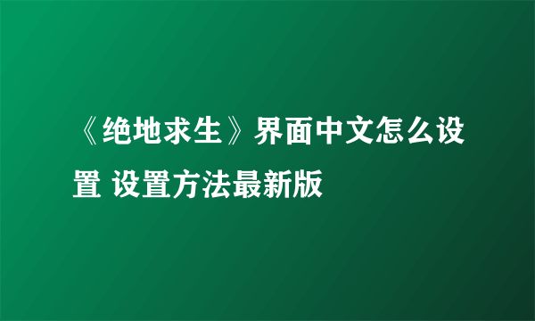 《绝地求生》界面中文怎么设置 设置方法最新版