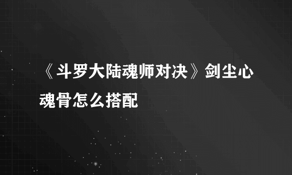 《斗罗大陆魂师对决》剑尘心魂骨怎么搭配