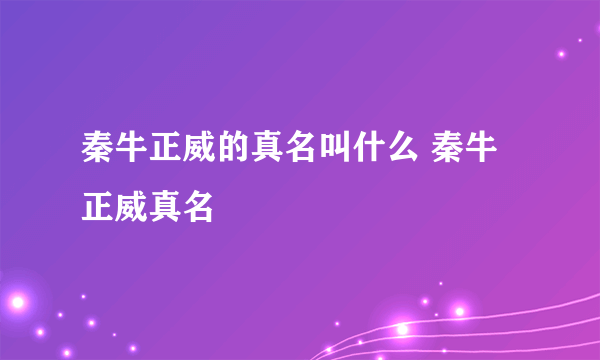 秦牛正威的真名叫什么 秦牛正威真名