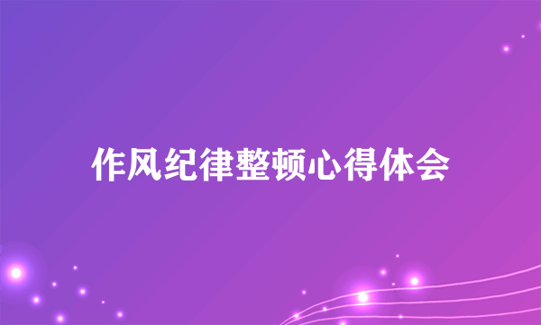 作风纪律整顿心得体会