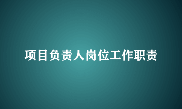 项目负责人岗位工作职责