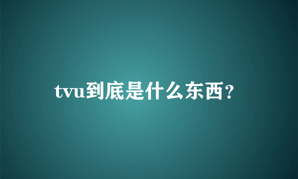 tvu到底是什么东西？