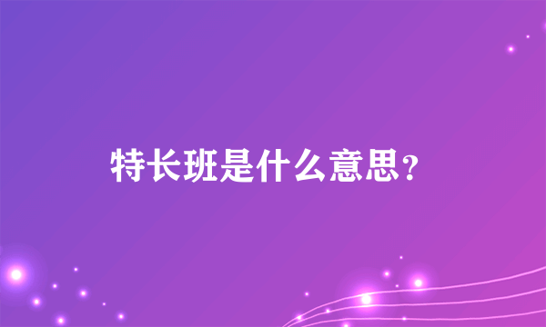 特长班是什么意思？