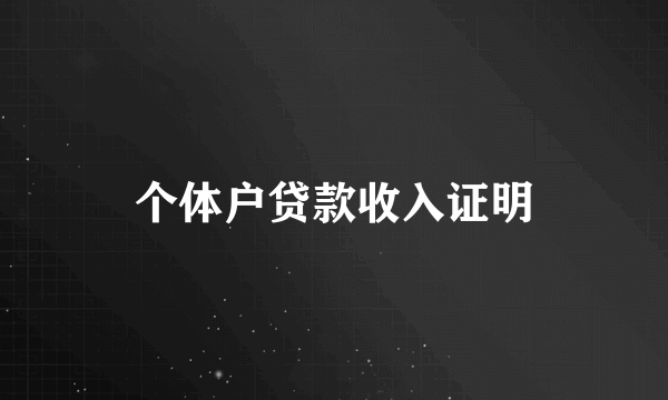 个体户贷款收入证明