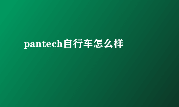 pantech自行车怎么样