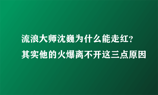 流浪大师沈巍为什么能走红？其实他的火爆离不开这三点原因