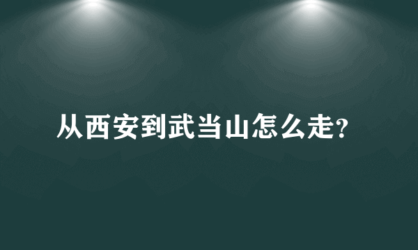 从西安到武当山怎么走？