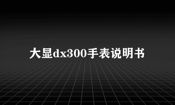 大显dx300手表说明书