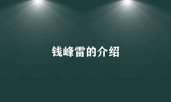 钱峰雷的介绍
