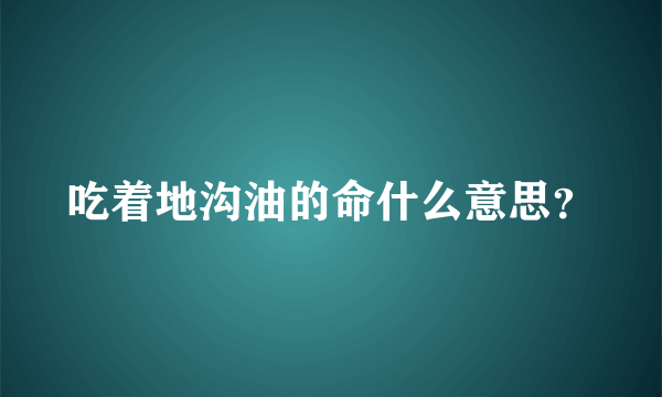 吃着地沟油的命什么意思？