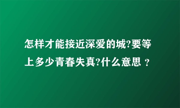 怎样才能接近深爱的城?要等上多少青春失真?什么意思 ？