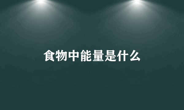 食物中能量是什么