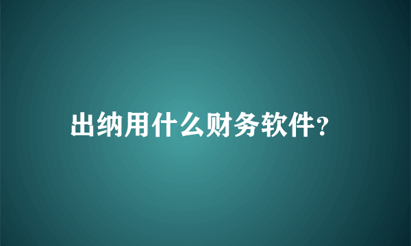 出纳用什么财务软件？