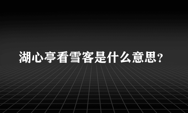 湖心亭看雪客是什么意思？