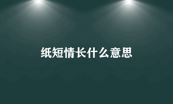 纸短情长什么意思