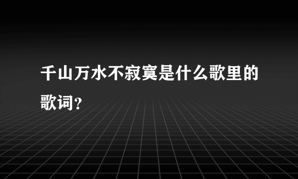 千山万水不寂寞是什么歌里的歌词？