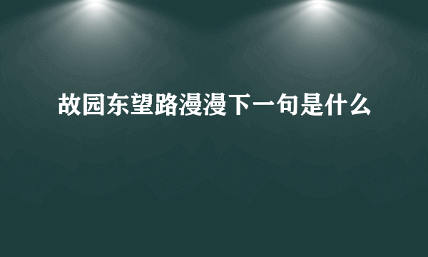 故园东望路漫漫下一句是什么