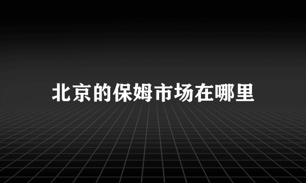 北京的保姆市场在哪里