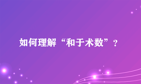 如何理解“和于术数”？