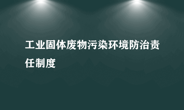 工业固体废物污染环境防治责任制度