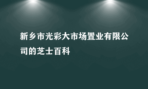 新乡市光彩大市场置业有限公司的芝士百科