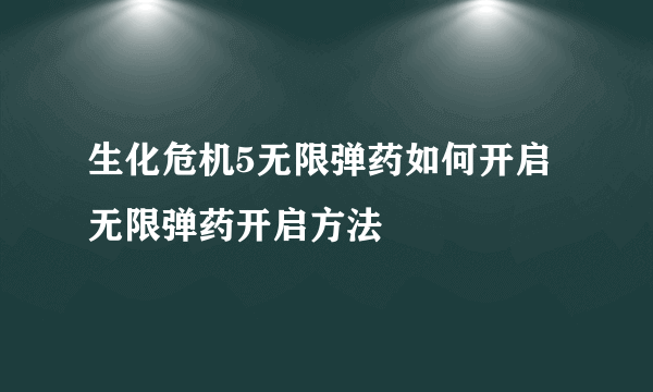 生化危机5无限弹药如何开启 无限弹药开启方法