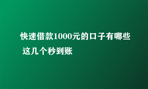 快速借款1000元的口子有哪些 这几个秒到账
