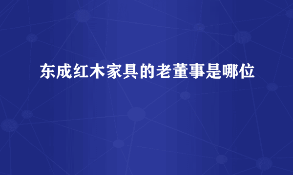 东成红木家具的老董事是哪位