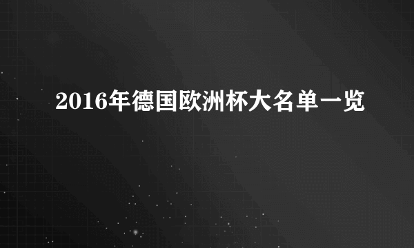 2016年德国欧洲杯大名单一览