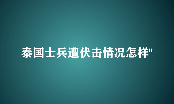 泰国士兵遭伏击情况怎样