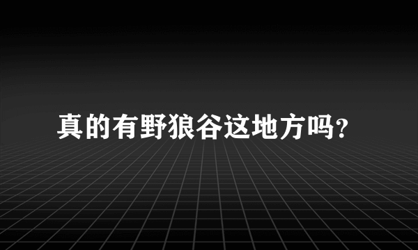 真的有野狼谷这地方吗？