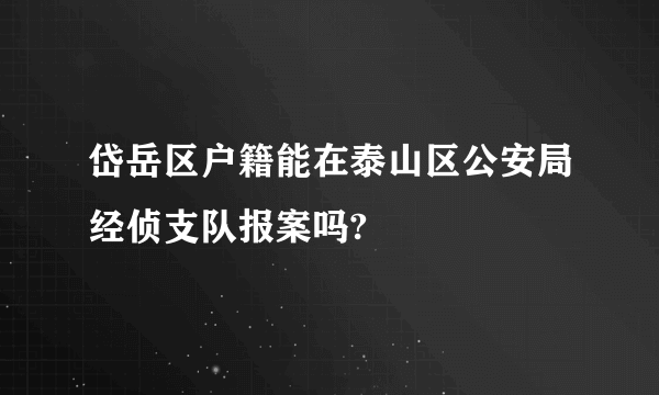 岱岳区户籍能在泰山区公安局经侦支队报案吗?