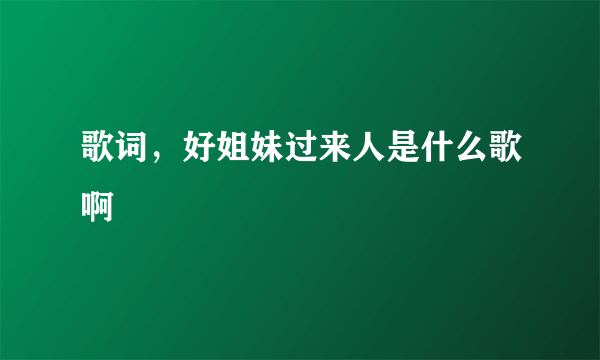 歌词，好姐妹过来人是什么歌啊