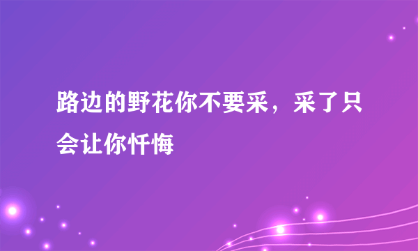 路边的野花你不要采，采了只会让你忏悔