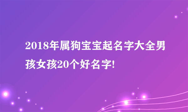 2018年属狗宝宝起名字大全男孩女孩20个好名字!
