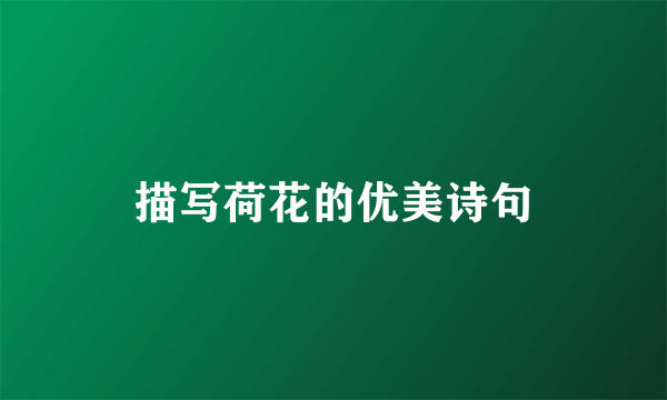 描写荷花的优美诗句