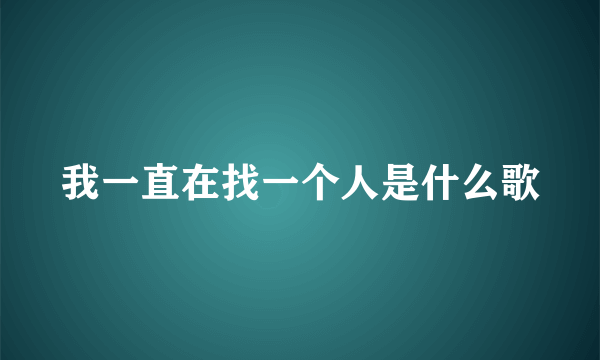 我一直在找一个人是什么歌