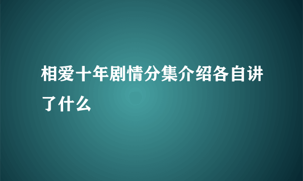 相爱十年剧情分集介绍各自讲了什么