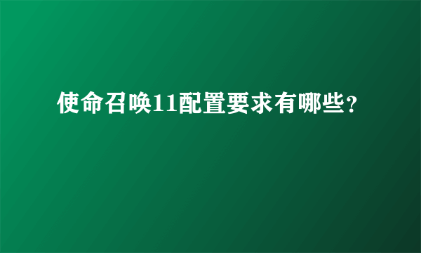 使命召唤11配置要求有哪些？