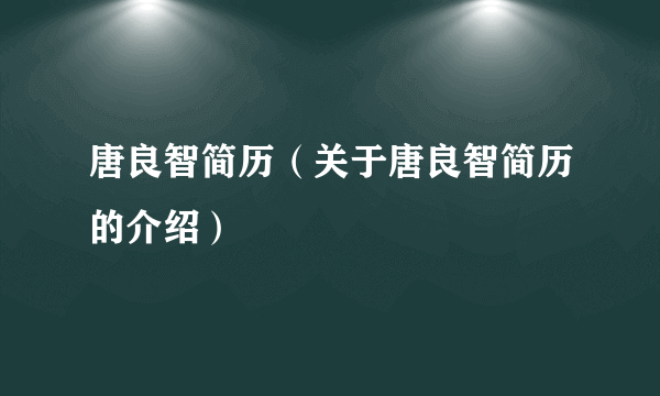 唐良智简历（关于唐良智简历的介绍）
