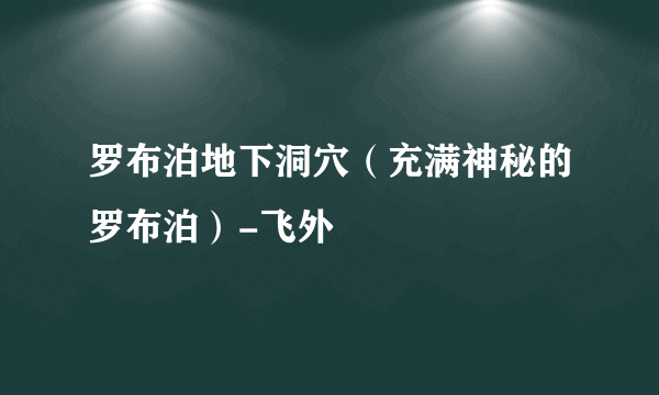 罗布泊地下洞穴（充满神秘的罗布泊）-飞外