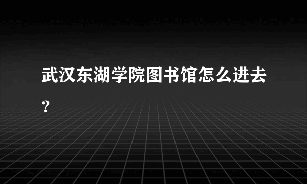 武汉东湖学院图书馆怎么进去？