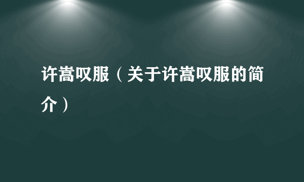 许嵩叹服（关于许嵩叹服的简介）