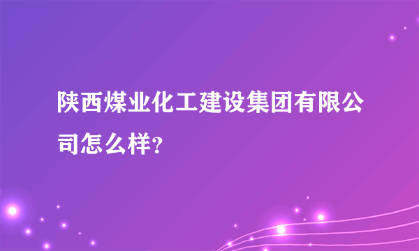 陕西煤业化工建设集团有限公司怎么样？