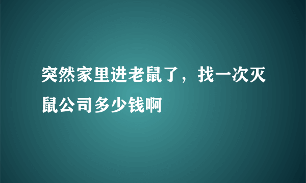 突然家里进老鼠了，找一次灭鼠公司多少钱啊