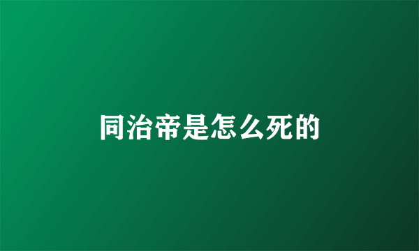 同治帝是怎么死的