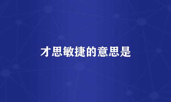 才思敏捷的意思是